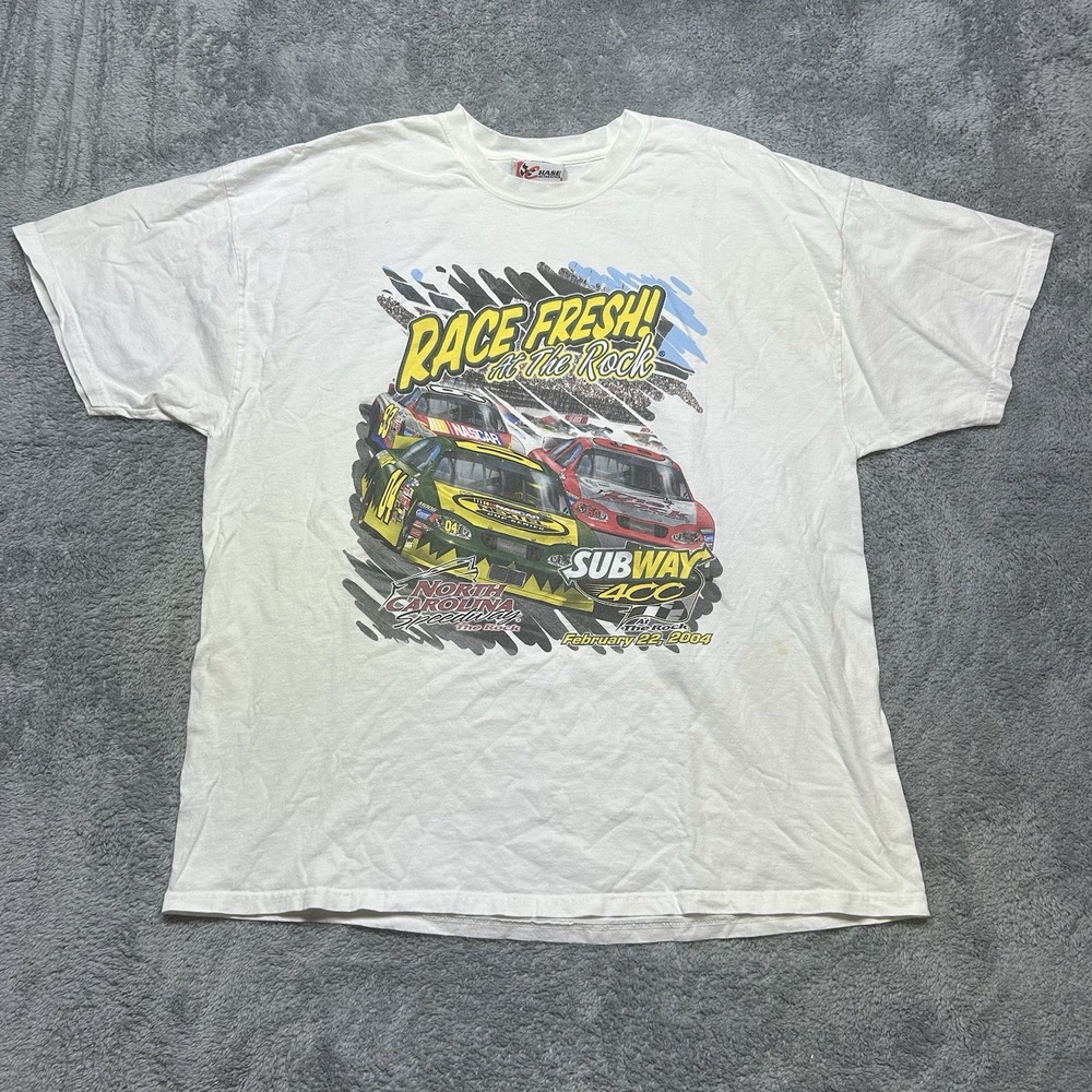 Vintage Nascar North Carolina Motor Speedway T Shirt Size XL White Signed SPOT